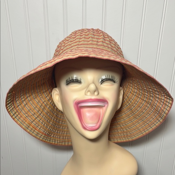 Grevi Firenze Orange and Tan Striped Hat - Picture 1 of 9